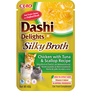 12x Ciao Dashi Delights Silky Broth Kattenvoer Nat Chicken & Tuna & Scallop 40 gr
