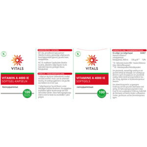 2x Vitals Vitamine A Retinylpalmitaat 4000ie - 37.29 euro