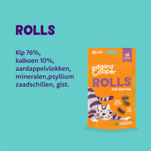 Edgard & Cooper Adult Rolls Kattensnack Kip & Kalkoen 45 gr