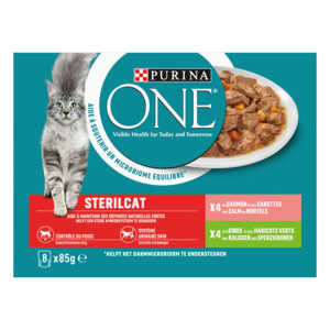 5x Purina ONE Kattenvoer Nat Adult Sterilcat Kalkoen & Zalm - 29.99 euro