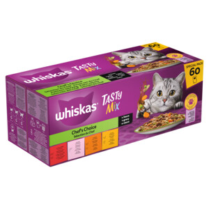 Whiskas Adult 1+ Saus Selectie Van De Chef Maaltijdzakjes Kattenvoer Nat Multipack