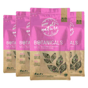 4x Bunny Nature Botanicals Konijnensnack Weegbree - Rozenbloesem 120 gr