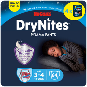 4x Huggies DryNites Nachtbroekjes Jongen 3-4 jaar - 44.95 euro