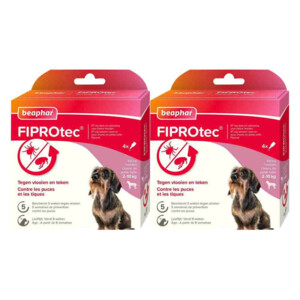 2x Beaphar Fiprotec Anti Teken- en Vlooiendruppels Hond 2 - 10 kg 4 stuks