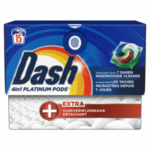 Dash Wasmiddelcapsules 4in1 Platinum Pods +Extra Vlekkenverwijderaar - 14.49 euro