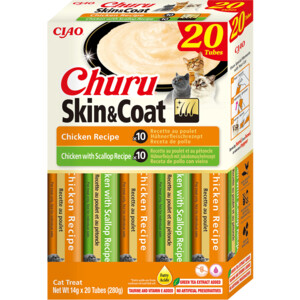 Ciao Churu Puree Skin & Coat Kattensnack Multipack Salmon & Scallop 20 x 14 gr