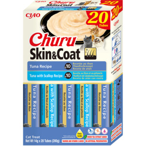 Ciao Churu Puree Skin & Coat Kattensnack Multipack Tuni & Scallop 20 x 14 gr