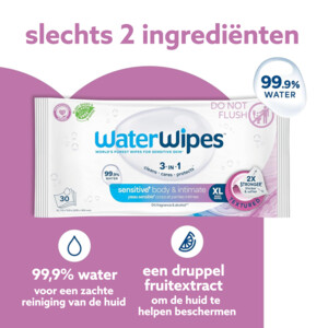 WaterWipes Doekjes Sensitive+ Body & Intimate XL - 29.75 euro