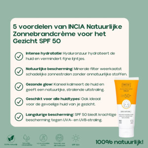 INCIA Natuurlijke Zonnebrandcrème Gezicht  SPF 50+ - 18.39 euro