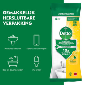3x Dettol Reinigingsdoekjes Power & Fresh Citrus - 8.75 euro