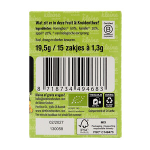 4x de Kleine Keuken Bio Thee 6+m Honingbos Kamille Appel - 12.04 euro