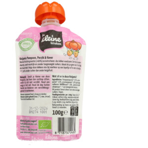 de Kleine Keuken Bio Knijpmix 12+m Pompoen Perzik Haver - 1.34 euro