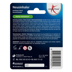 2x Lucovitaal Neusinhaler Vrijer Ademen Frisse Pepermunt - 2.99 euro