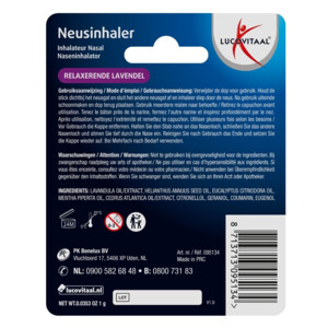 2x Lucovitaal Neusinhaler Vrijer Ademen Relaxerende Lavendel - 2.39 euro