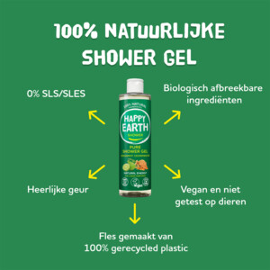 6x Happy Earth 100% Natuurlijke Douchegel Bergamot Cedarwood - 20.97 euro