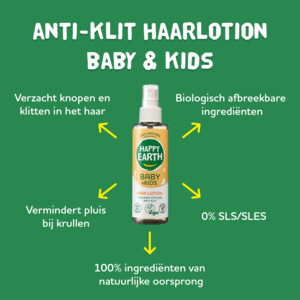 6x Happy Earth Baby & Kids 100% Natuurlijke Haarlotion Anti-klit - 32.97 euro
