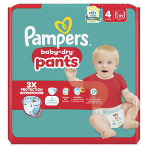 4x Pampers Baby Dry Luierbroekjes Maat 4 (9-15 kg) - 58.49 euro