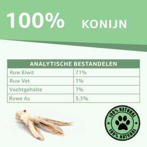 4x Woef Woef Hondensnack Konijnenoren met Haar L 250 gr