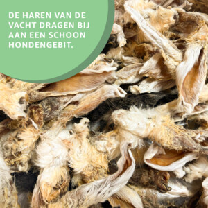 4x Woef Woef Hondensnack Konijnenoren met Haar L 250 gr