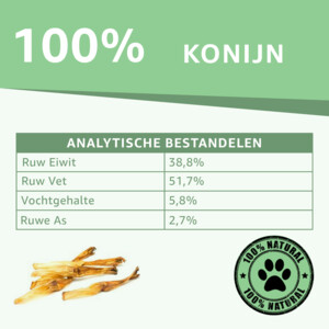 4x Woef Woef Hondensnack Konijnenoren Zonder Haar L 250 gr