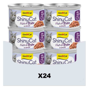 24x GimCat Kattenvoer Nat ShinyCat Filets in Bouillon Tonijn & Zalm