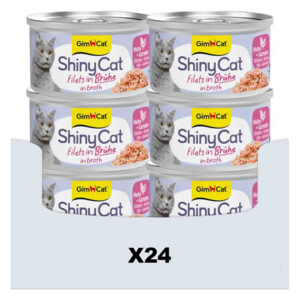 24x GimCat Kattenvoer Nat ShinyCat Filets in Jelly Kip & Garnalen