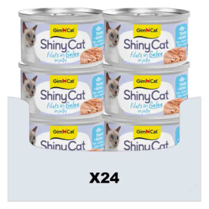 24x GimCat Kattenvoer Nat ShinyCat Filets in Jelly Tonijn & Anjovis