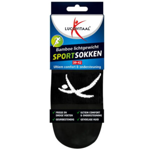 Lucovitaal Sportsok Bamboe Zwart Maat 39-42 - 2.35 euro