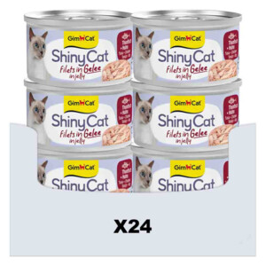 24x GimCat Kattenvoer Nat ShinyCat Filets in Jelly Tonijn & Kip