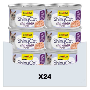 24x GimCat Kattenvoer Nat ShinyCat Filets in Jelly Tonijn & Zalm