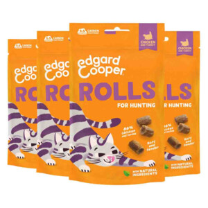 4x Edgard & Cooper Adult Rolls Kattensnack Kip & Kalkoen