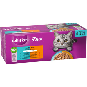 Whiskas Kattenvoer Nat Adult 1+ Surf & Turf in Gelei Multipack 40x85 gr