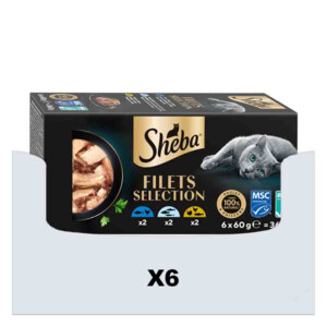 6x Sheba Kattenvoer Nat Filets Witte Vis in Saus Multipack 6x60 gr