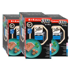 3x Sheba Kattenvoer Nat Classic Paté Vis Selectie Multipack