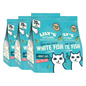 4x Lily's Kitchen Katenvoer Droog Adult Witvis & Zalm