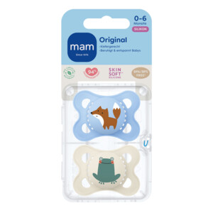MAM Original Pure Silikon Fopspeen  0-6 mnd Blauw - 8.75 euro