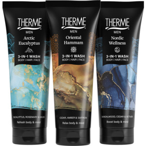 Therme Men 3in1 Wash Geschenkset Arctic Eucalyptus/ Oriental Hammam/ Nordic Wellness - 10.99 euro