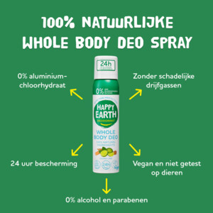 Happy Earth 100% Natuurlijke Body Deo Spray Cedar Lime - 8.99 euro