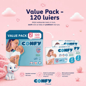 3x Confy Premium Luiers Maat 2 Mini 3-6kg - 19.62 euro
