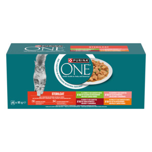Purina ONE Sterilcat Adult Pouch Kattenvoer Kalkoen & Zalm & Rund & Kip
