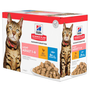 Hill's Science Plan Kattenvoer Nat Adult Light Favorite Selection Multipack Kip - Vis