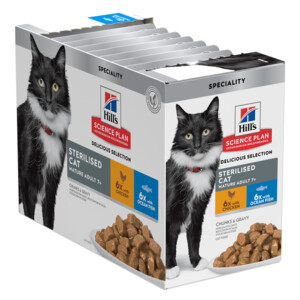 Hill's Science Plan Kattenvoer Nat Mature Adult 7+ Sterilised Kip en Zeevis