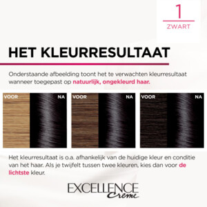 3x L'Oréal Excellence Crème Permanente Crèmekleuring 1 Zwart - 44.41 euro