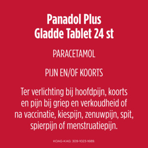 Panadol Plus Gladde Tablet 500 mg - 3.49 euro