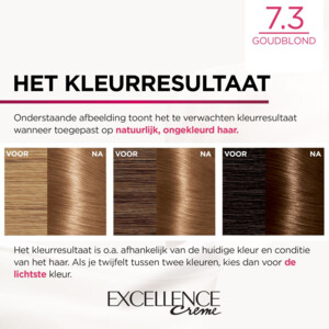 3x L'Oréal Excellence Crème Permanente Crèmekleuring 7.3 Goud Middenblond - 46.29 euro
