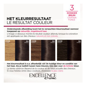 3x L'Oréal Excellence Crème Permanente Crèmekleuring 3 Donkerbruin - 44.41 euro