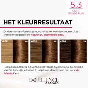 3x L'Oréal Excellence Crème Permanente Crèmekleuring 5.3 Licht Goudbruin - 44.41 euro
