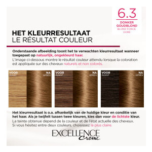 3x L'Oréal Excellence Crème Permanente Crèmekleuring 6.3 Donker Goudblond - 39.31 euro