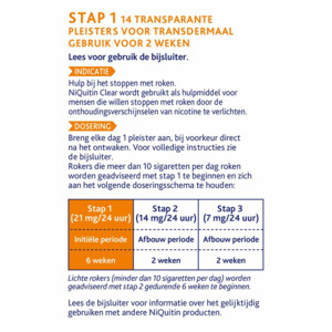 Niquitin Clear Nicotinepleisters 21 mg Stap 1 - 35.95 euro