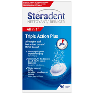 Steradent Triple Action Plus Kunstgebit Reiniger - 7.75 euro